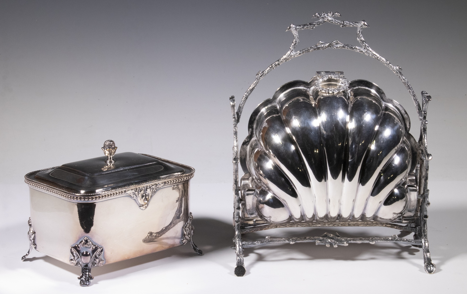 (2) SILVER-PLATE SERVING PIECES