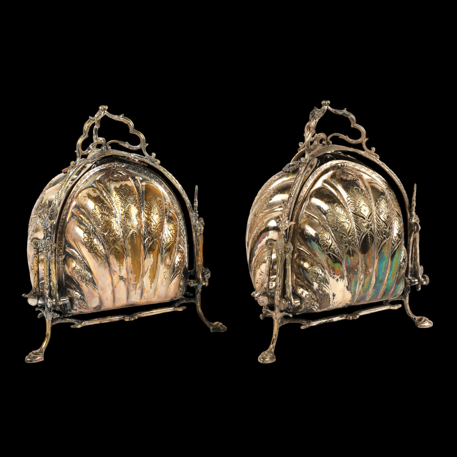 (2) Silver plate triple shell