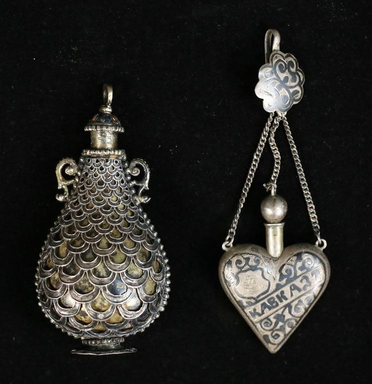 2 SILVER SCENT BOTTLES INCLUDING