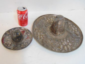2 SILVER SOMBREROS, FLORAL DEC