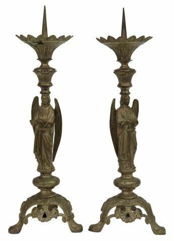 (2) SILVER-TONE METAL ANGEL ALTAR