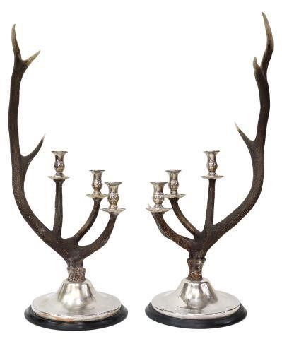 (2) SILVERPLATE DEER ANTLER