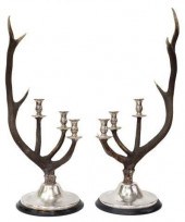 (2) SILVERPLATE DEER ANTLER CA