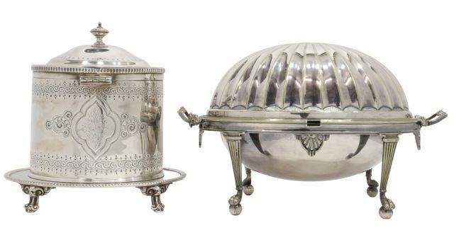 (2) SILVERPLATE DOMED SERVER &