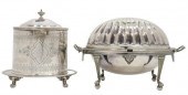 (2) SILVERPLATE DOMED SERVER &