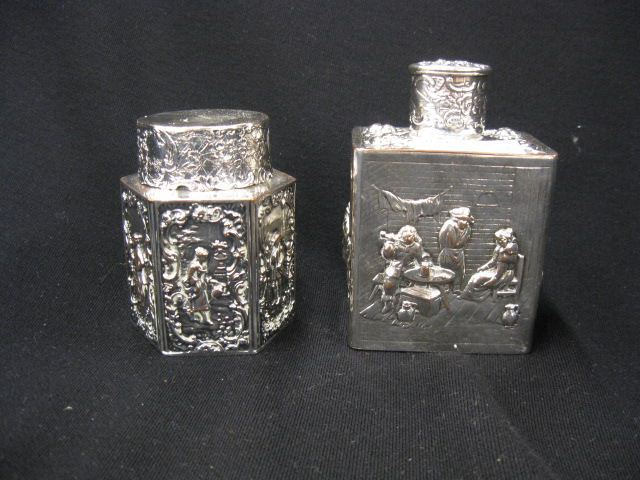 2 Silverplate Tea Caddy Boxes