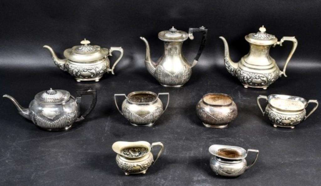 2 SILVERPLATE TEA SETS2 silverplate