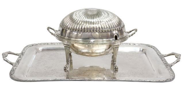 (2) SILVERPLATE TRAY & SHEFFIELD