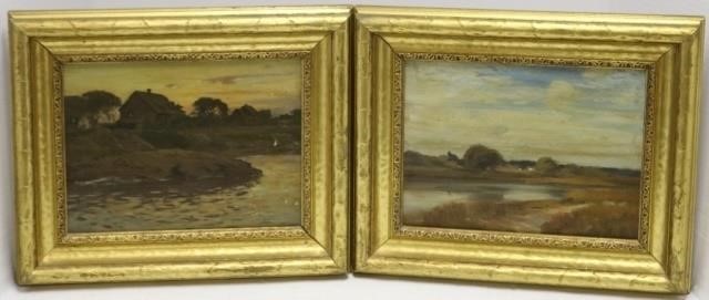 2 SIMILAR OIL PAINTINGS ON ARTIST