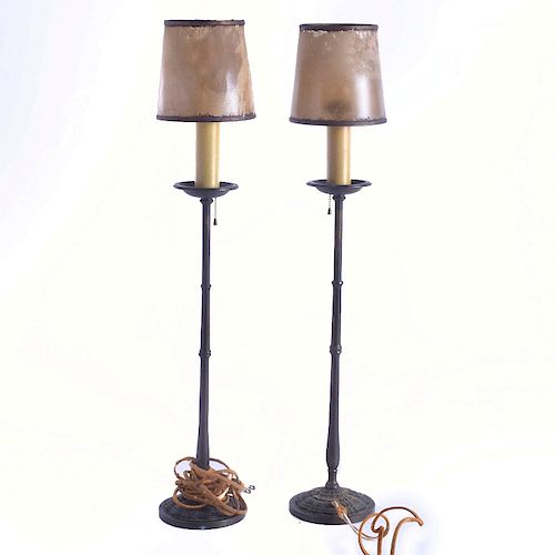 2 SLIM GOTHIC STYLE BRONZE LAMPS