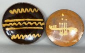 2 SLIPWARE FOLK ART REDWARE PL