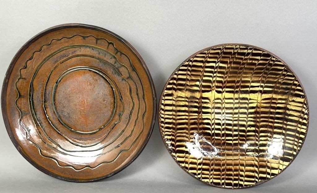 2 SLIPWARE FOLK ART REDWARE