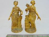 2 SMALL GILT FIGURAL BRONZE WO