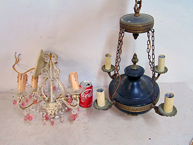 2 SMALL HANGING FIXTURES, PAINTED