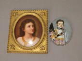 2 SMALL OVAL PAINTED PORTRAITS