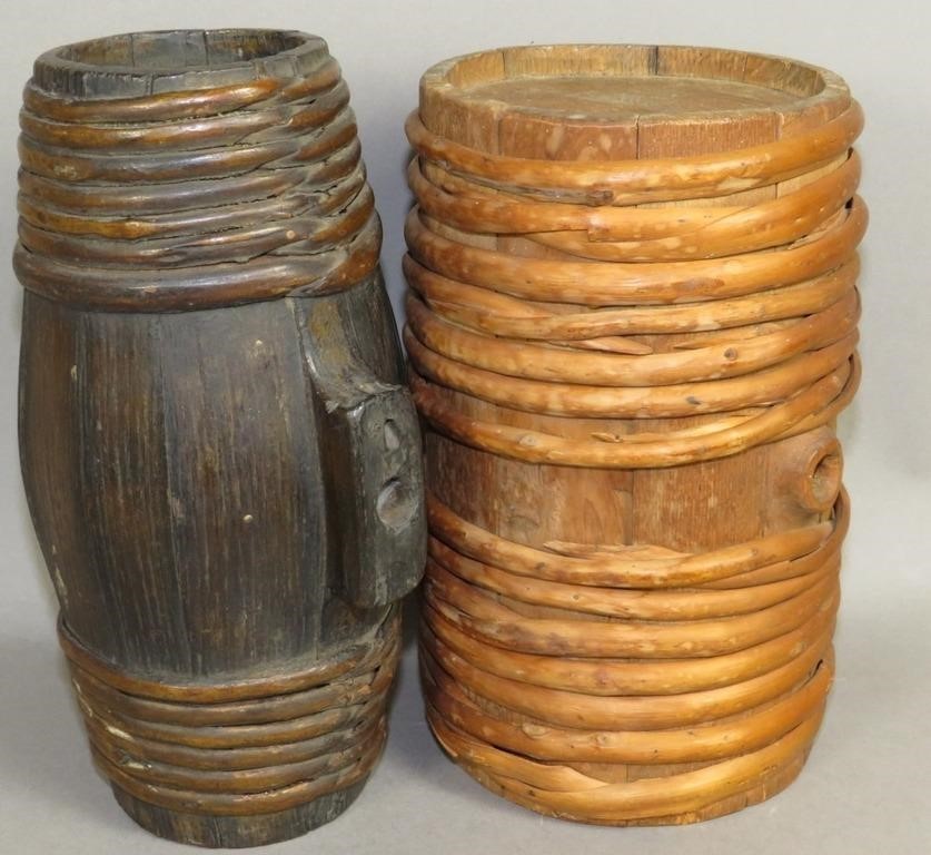 2 SMALL WILLOW BANDED OAK KEGSca.