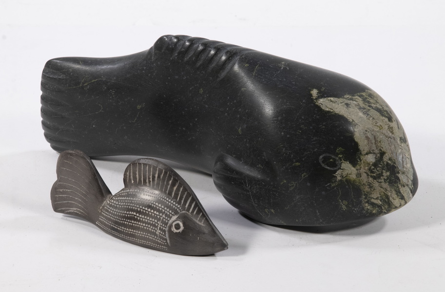 (2) SOAPSTONE FISH SCULPTURES Lot