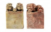 (2) SOAPSTONE FOO DOG SEALS Mu