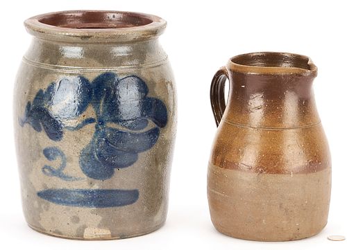 2 SOUTHERN STONEWARE POTTERY ITEMS,