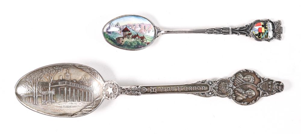 2 SOUVENIR SPOONS STERLING & 800