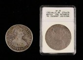 2 SPANISH 8 REALES COINS EL CA