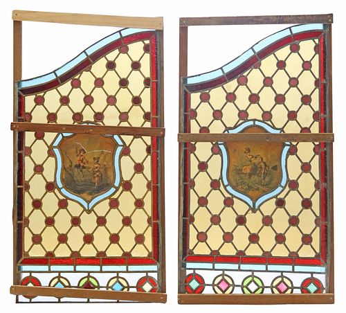 (2) SPANISH ARCHITECTURAL STAINED