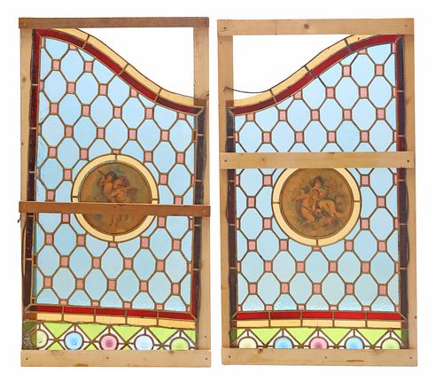 (2) SPANISH ARCHITECTURAL STAINED