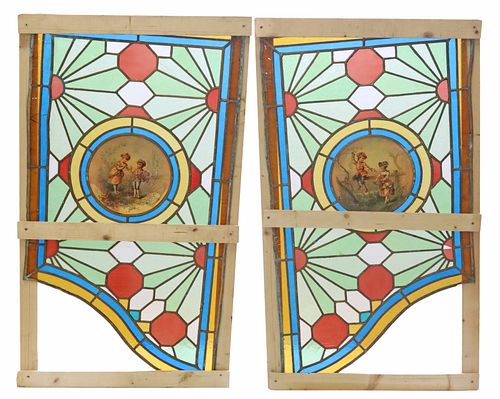 (2) SPANISH ARCHITECTURAL STAINED