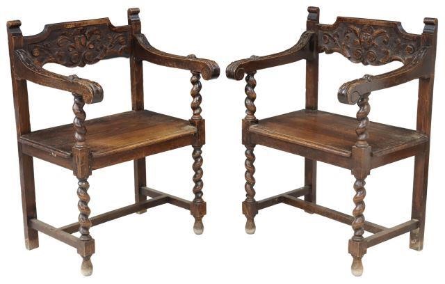(2) SPANISH BAROQUE STYLE OAK