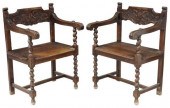 (2) SPANISH BAROQUE STYLE OAK