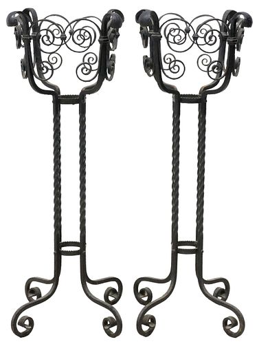 (2) SPANISH BLACK WROUGHT IRON