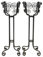 (2) SPANISH BLACK WROUGHT IRON