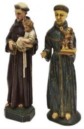 (2) SPANISH CARVED SAINT ANTHO