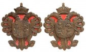 (2) SPANISH CARVED WALNUT TOLE