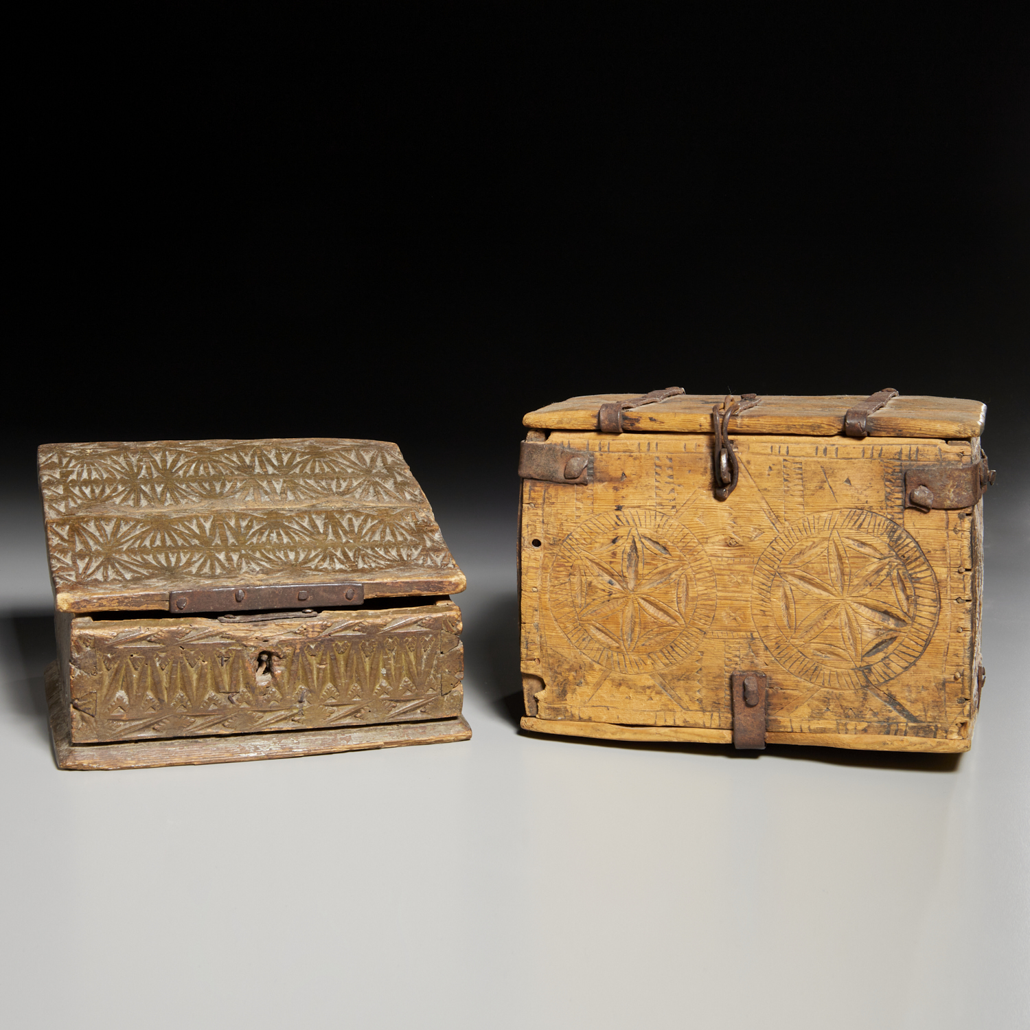 (2) SPANISH COLONIAL CHIP-CARVED