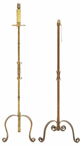 (2) SPANISH GILDED IRON STANDING