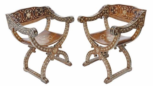 (2) SPANISH INLAID HERALDIC