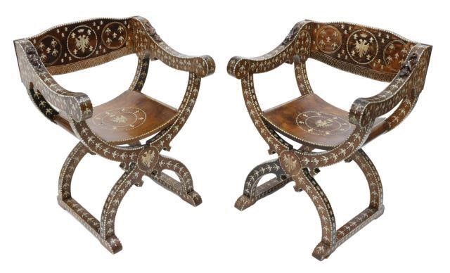 (2) SPANISH INLAID HERALDIC