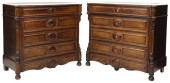(2) SPANISH MARBLE-TOP CARVED