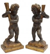 (2) SPANISH PARCEL GILT PUTTI