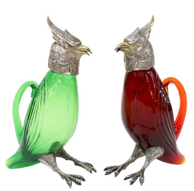 2) SPANISH STERLING-MOUNTED GLASS