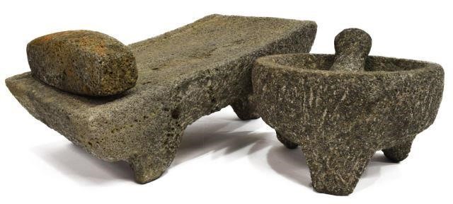 (2) SPICE & METATE GRINDING STONES,