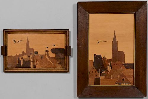 2 SPINDLER MARQUETRY PANELSTwo