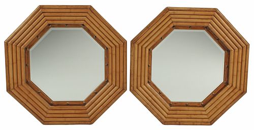 (2) SPLIT BAMBOO FRAMED BEVELED