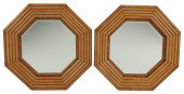 (2) SPLIT BAMBOO FRAMED BEVELE