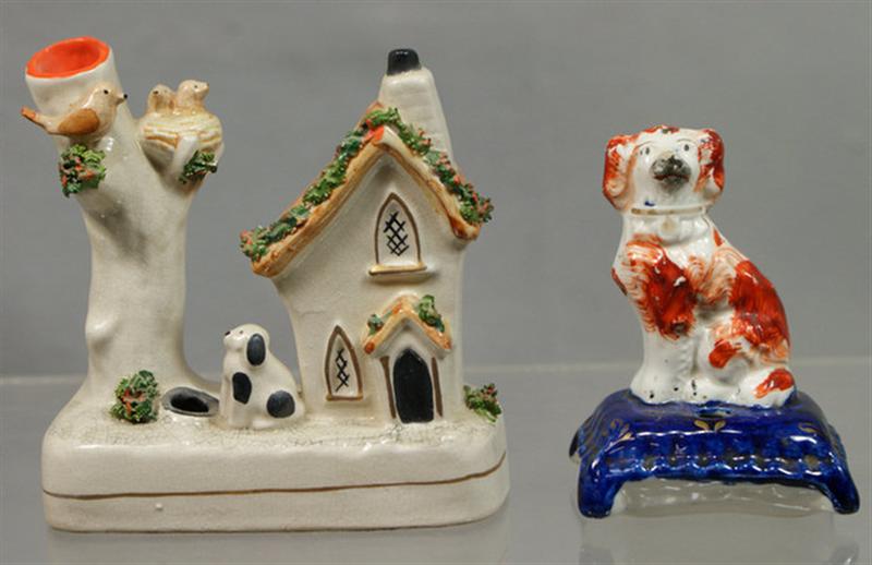 2 Staffordshire inkwells, spaniel