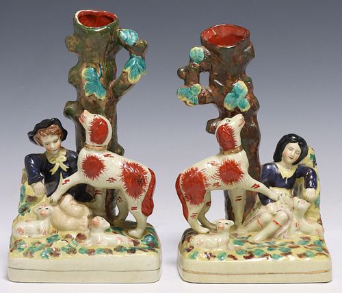 (2) STAFFORDSHIRE STYLE FIGURAL