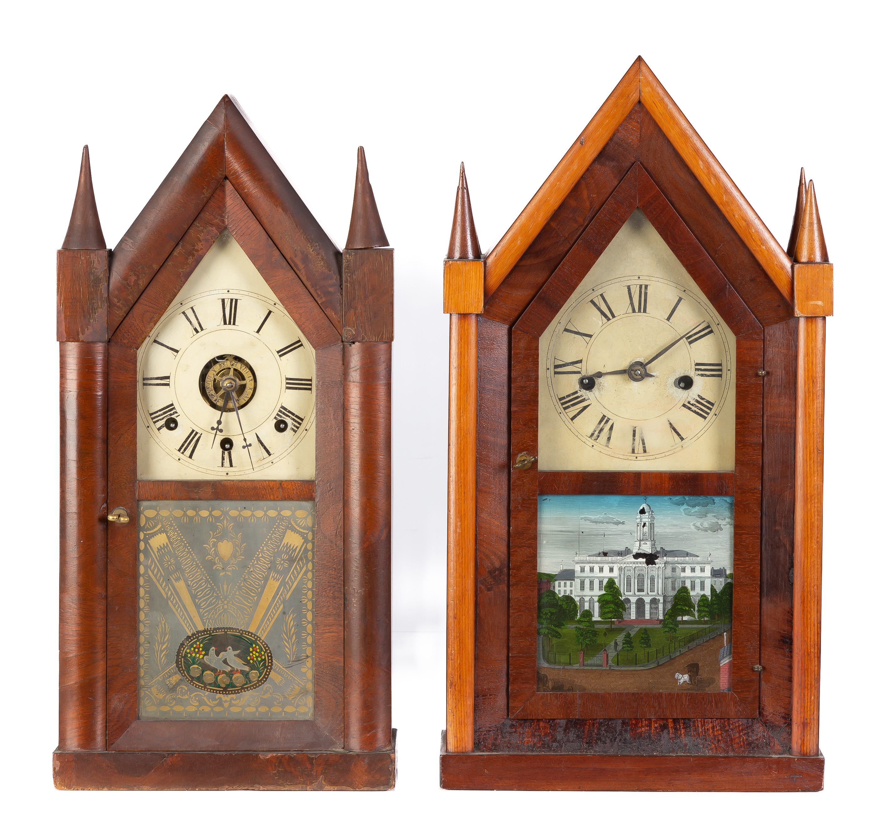 (2) STEEPLE CLOCKS Both original