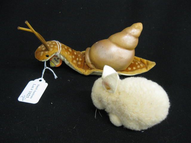 2 Steiff Plush Toys 6 1/2'' snail &