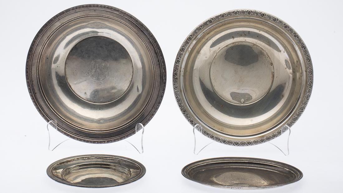 2 STERLING SILVER BOWLS, SMALL TRAY